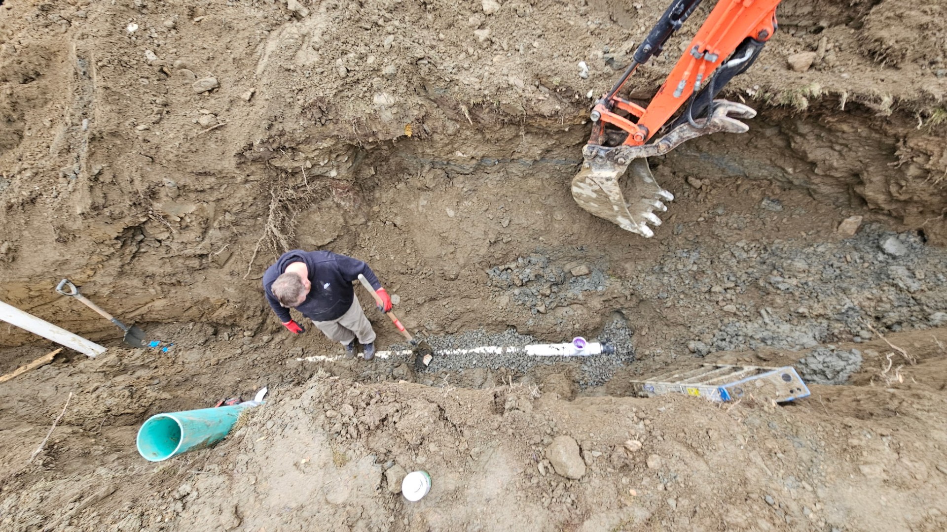Yard drainage excavation work