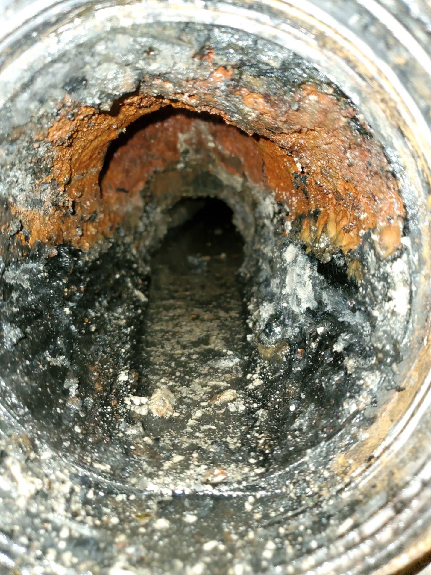 Inside view of clogged pipe